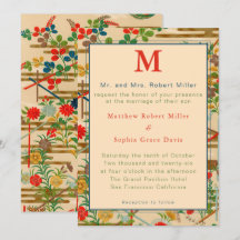 Mariage Floral Japonais Vintage Monogramme Personn