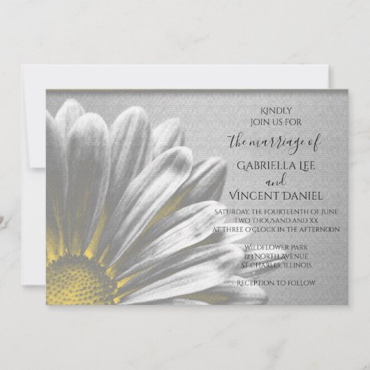 Invitation Mariage Floral Jaune (Devant)