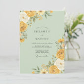 Invitation Mariage Floral Jaune (Debout devant)