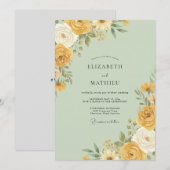 Invitation Mariage Floral Jaune (Devant / Derrière)