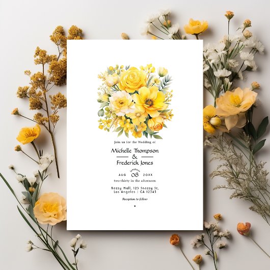 Invitation Mariage floral jaune