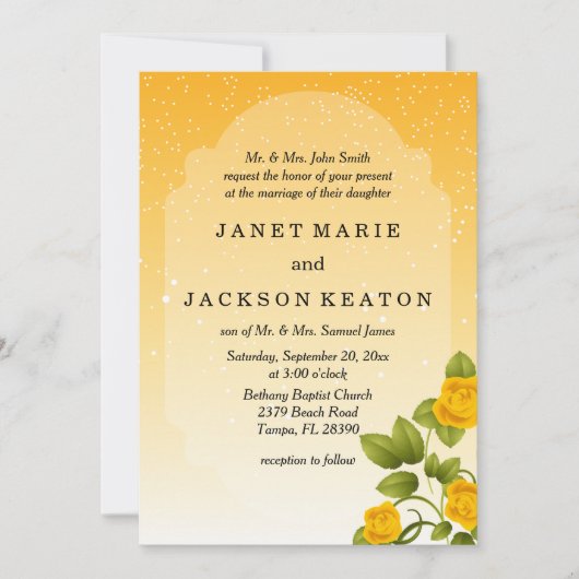 Invitation Mariage floral jaune de gradient (Devant)
