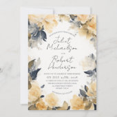 Invitation Mariage floral jaune élégant moderne (Devant)