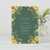 Invitation Mariage Floral Jaune en Forêt (Debout devant)