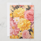 Invitation Mariage floral jaune et bleu (Dos)