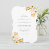 Invitation Mariage floral Jaune et Pêche (Debout devant)