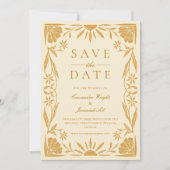 Invitation Mariage floral jaune et soleil Enregistrer la date (Devant)