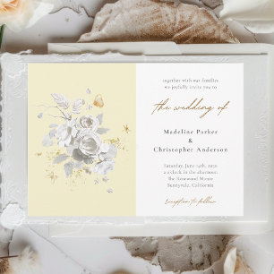 Invitation Mariage floral jaune moderne