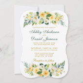 Invitation Mariage Floral Jaune Or Blanc Vert (Devant)