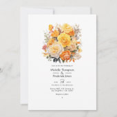 Invitation Mariage floral jaune, orange et ivoire (Devant)