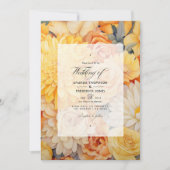 Invitation Mariage floral jaune, orange et ivoire (Devant)