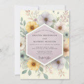 Invitation Mariage Floral Jaune Pâle (Devant)