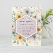 Invitation Mariage Floral Jaune Pâle (Debout devant)