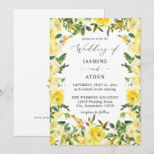 Invitation Mariage Floral Jaune V2 (Devant / Derrière)