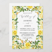 Invitation Mariage floral jaune V3 (Devant / Derrière)