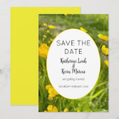 Invitation Mariage floral jaune vif (Devant / Derrière)
