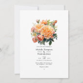 Invitation Mariage floral juste à la pêche (Devant)