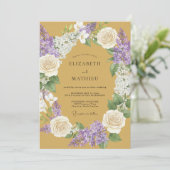 Invitation Mariage Floral Laurel Moutarde (Debout devant)