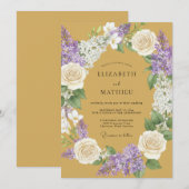 Invitation Mariage Floral Laurel Moutarde (Devant / Derrière)