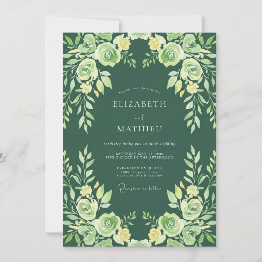 Invitation Mariage Floral Laurier Sage (Devant)