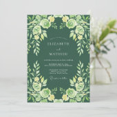 Invitation Mariage Floral Laurier Sage (Debout devant)