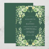 Invitation Mariage Floral Laurier Sage (Devant / Derrière)