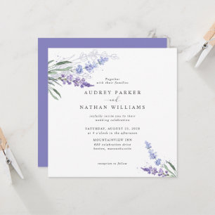 Invitation Mariage floral lavande aquarelle romantique