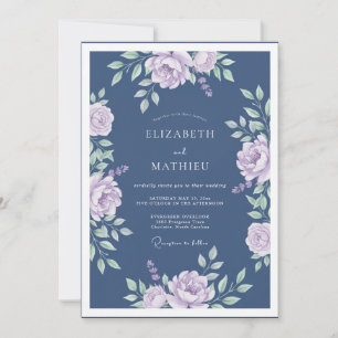 Invitation Mariage Floral Lavande Ardoise Humeur
