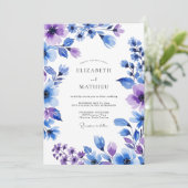 Invitation Mariage Floral Lavande Bleu Painterly (Debout devant)