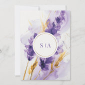 Invitation Mariage Floral Lavande Et Aquarelle Dorée (Devant)