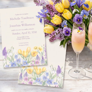 Invitation Mariage Floral Lavande Fleur de Printemps