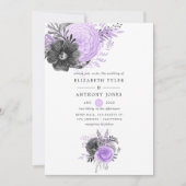 Invitation Mariage floral Lilac et Charcoal (Devant)