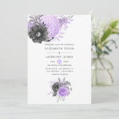 Invitation Mariage floral Lilac et Charcoal (Debout devant)