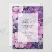 Invitation Mariage floral Lilac, Mauve et Argent (Devant)