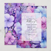 Invitation Mariage floral Lilac, Periwinkle et Lavender (Devant / Derrière)