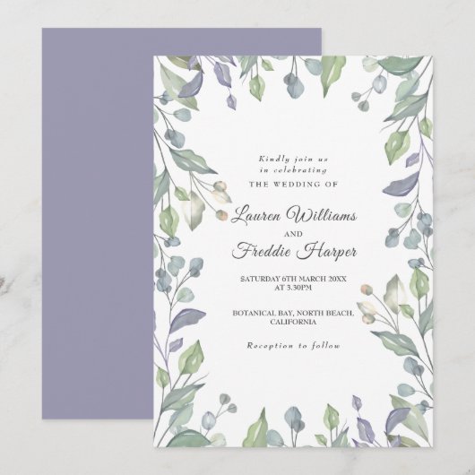 Invitation Mariage floral Lilac Watercolor (Devant / Derrière)