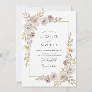 Invitation Mariage Floral Lumineux Champagne