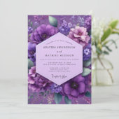 Invitation Mariage floral luxuriant d'améthyste (Debout devant)
