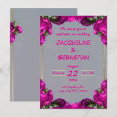 Invitation Mariage Floral Magenta Gras (Devant / Derrière)