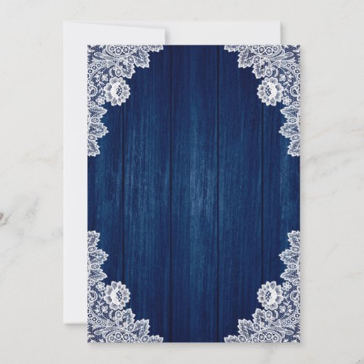 Invitation Mariage floral marine bleu et blanc bois mason jar (Dos)