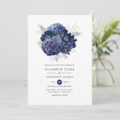Invitation Mariage floral marine et argent (Debout devant)