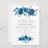 Invitation Mariage floral marine et blanc (Devant)
