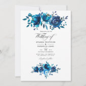 Invitation Mariage floral marine et blanc (Devant)