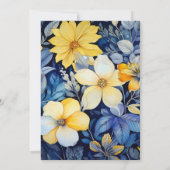 Invitation Mariage floral marine, jaune et blanc (Dos)