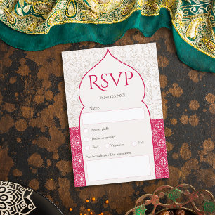 Invitation Mariage floral marocain magenta rsvp