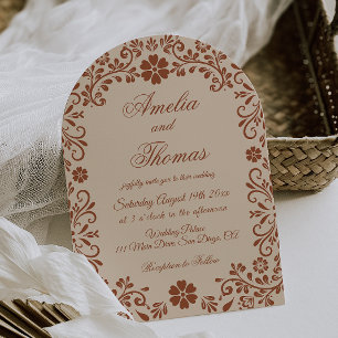 Invitation Mariage floral marron beige Capricieux