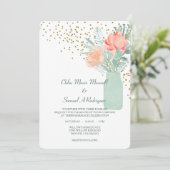 Invitation Mariage floral Mason en verre dépoli (Debout devant)