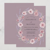 Invitation Mariage Floral Mauve (Devant / Derrière)