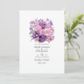 Invitation Mariage Floral Mauve (Debout devant)