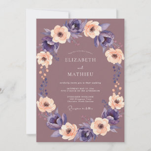 Invitation Mariage Floral Mauve Abricot Pourpre